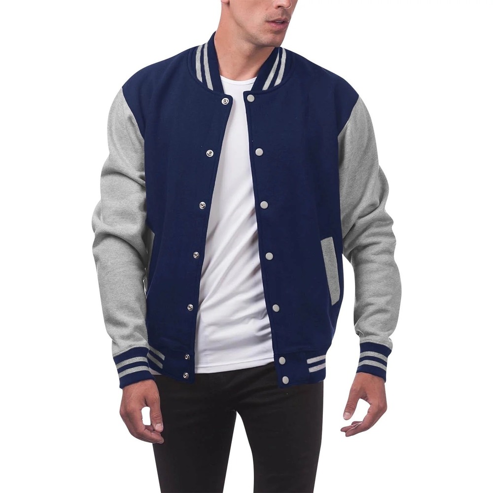 American Eagle Varsity Jacket Men's M Navy Gray Snap Front Bomber Preppy Y2K